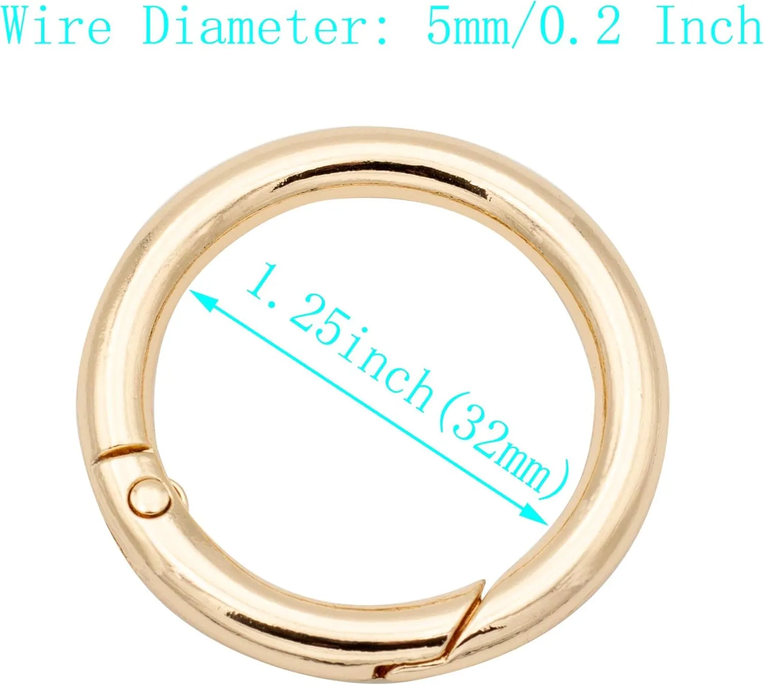 12pcs Trigger Spring O Rings Round Carabiner Clip Snap for Keyrings Buckle, Bags,Purses (Gold, 1 1/4 inch)