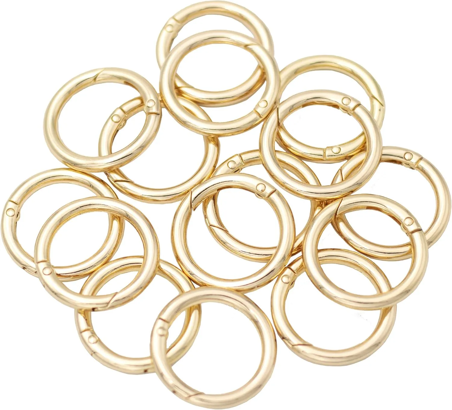 12pcs Trigger Spring O Rings Round Carabiner Clip Snap for Keyrings Buckle, Bags,Purses (Gold, 1 1/4 inch)