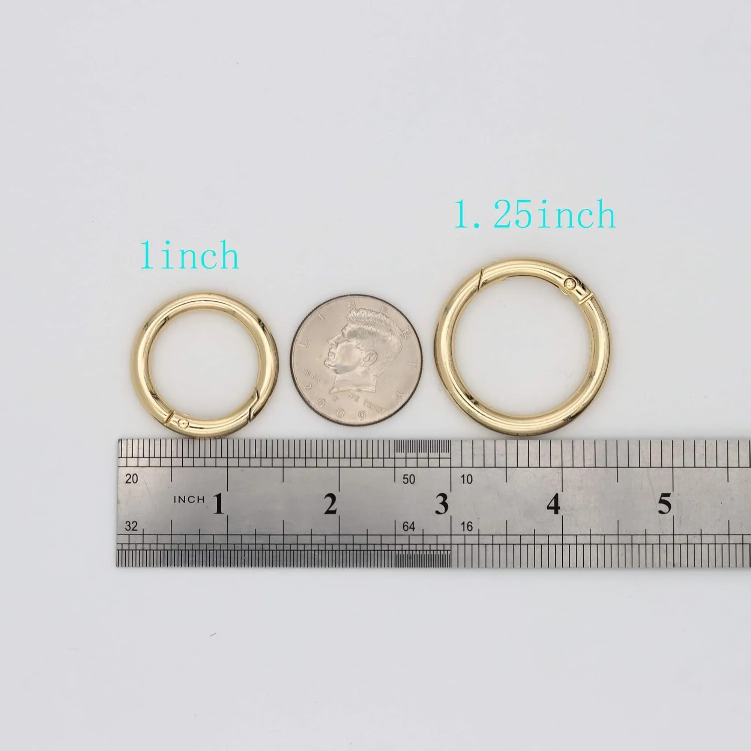 12pcs Trigger Spring O Rings Round Carabiner Clip Snap for Keyrings Buckle, Bags,Purses (Gold, 1 1/4 inch)
