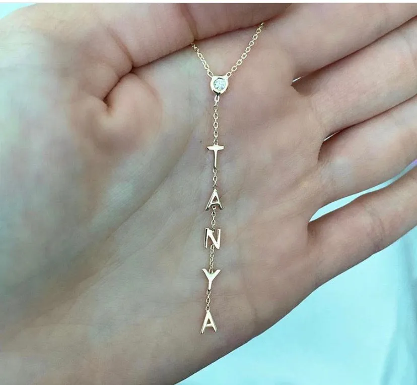 14k Name Lariat Necklace