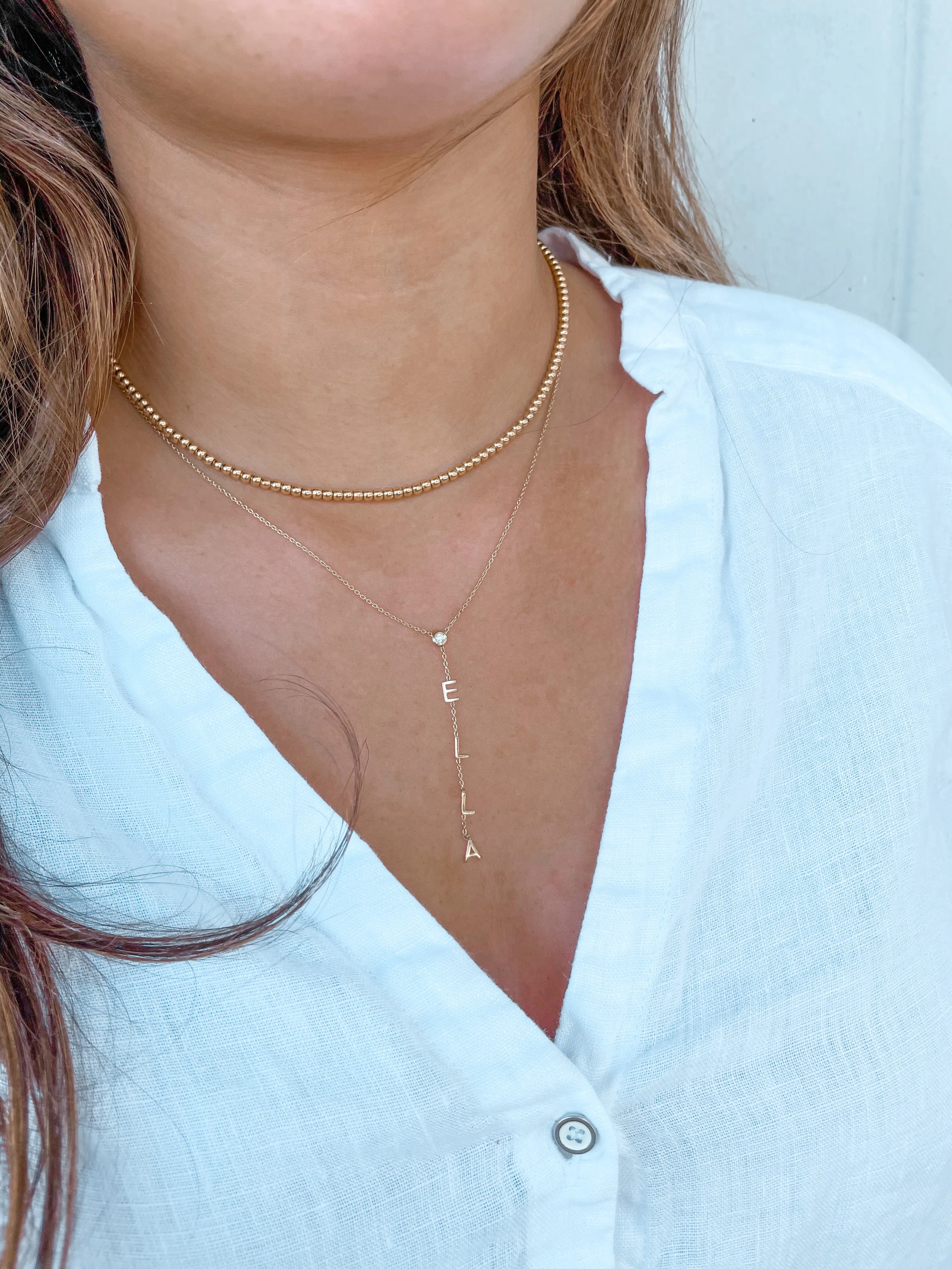 14k Name Lariat Necklace