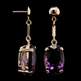 14K Rose Gold Estate Amethyst Drop Earrings