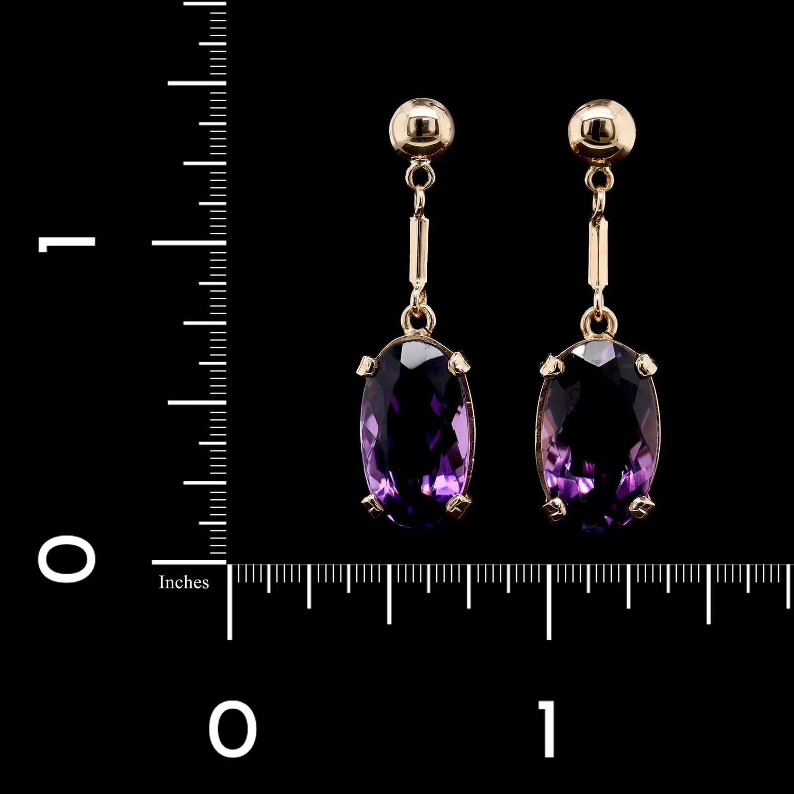14K Rose Gold Estate Amethyst Drop Earrings