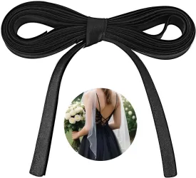 196.8 Inches Black Corset String Women's Tie Back Satin Adjustable Gown Lace Up Corset Dress Straps Sash Cord Replacement Zipper or Buttons for Wedding Bridal