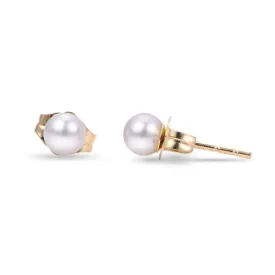 4mm A Akoya Pearl 14K Yellow Gold Stud Earrings