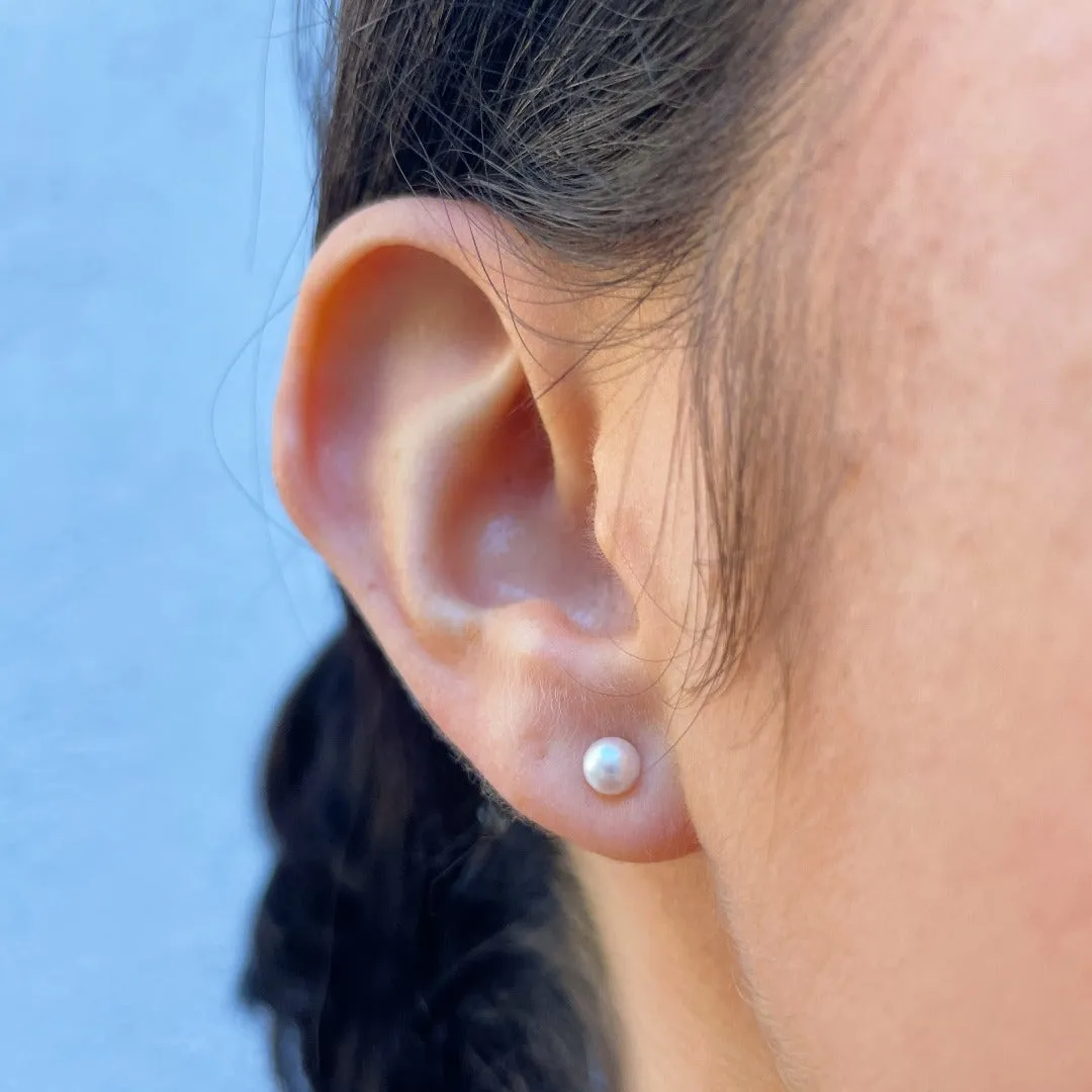 4mm A Akoya Pearl 14K Yellow Gold Stud Earrings
