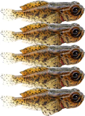 5 Pack Fishing Lure for Bass Lifelike Silicone Goby Soft Baits attractants Swimbaits Trout Crappie Lures 0 33oz 3inch, Nature