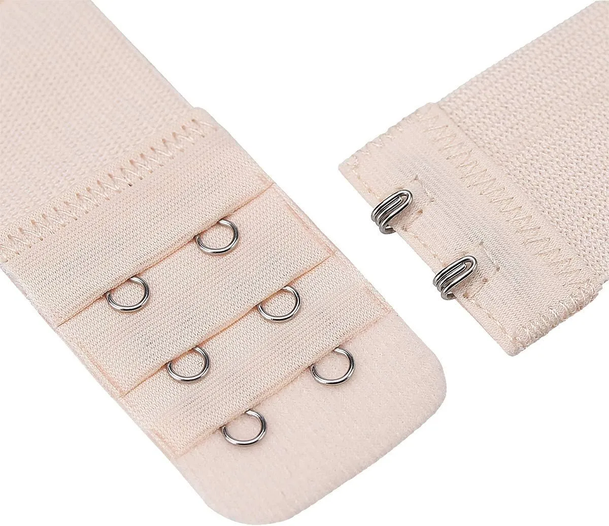 6 Pieces Women's Soft Comfortable Elastic Bra Extenders Bra Extension Strap 2 Hook 3 Row Lady's Bra Extender Bra Band