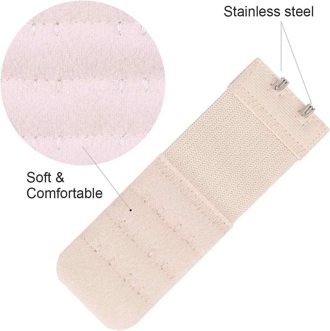 6 Pieces Women's Soft Comfortable Elastic Bra Extenders Bra Extension Strap 2 Hook 3 Row Lady's Bra Extender Bra Band