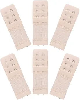 6 Pieces Women's Soft Comfortable Elastic Bra Extenders Bra Extension Strap 2 Hook 3 Row Lady's Bra Extender Bra Band