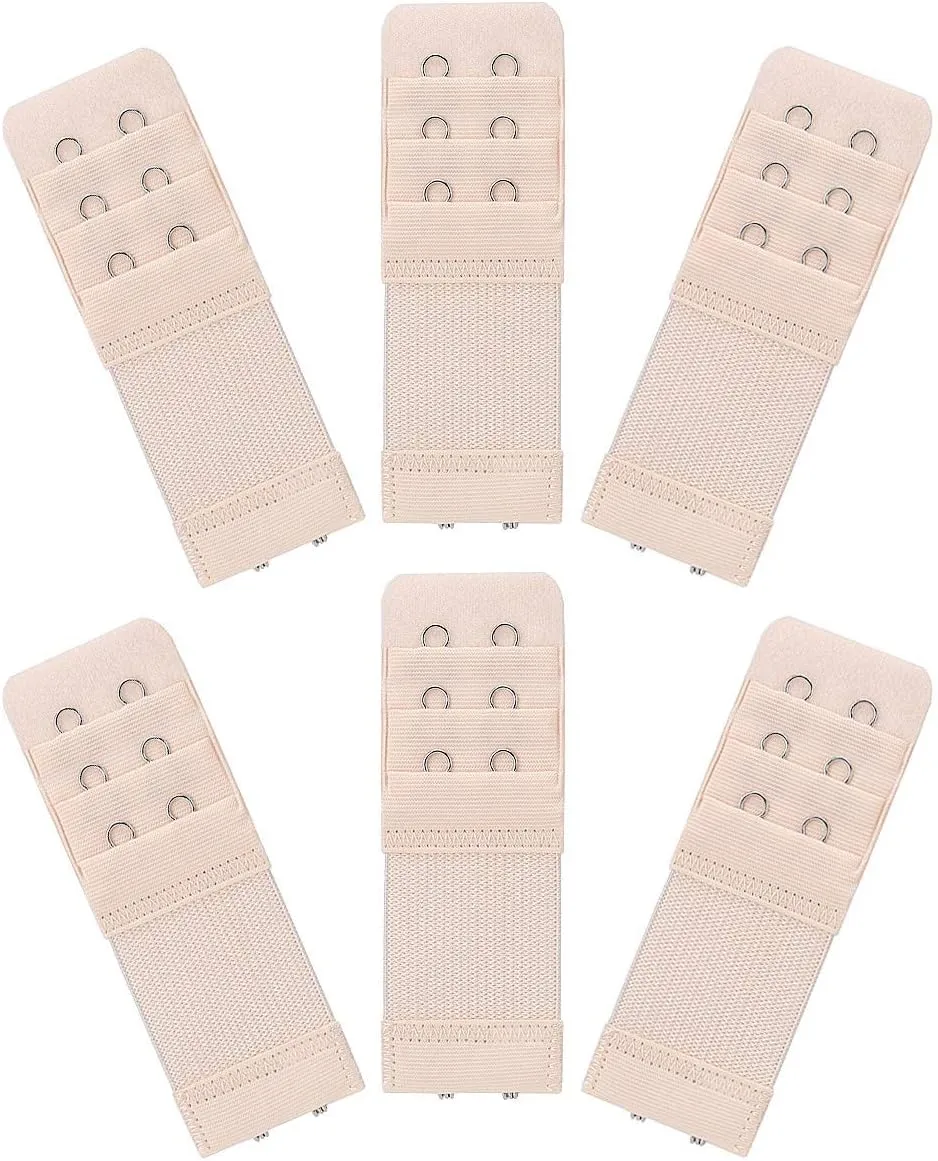 6 Pieces Women's Soft Comfortable Elastic Bra Extenders Bra Extension Strap 2 Hook 3 Row Lady's Bra Extender Bra Band