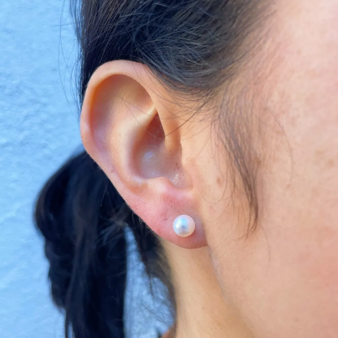 6mm AA Akoya Pearl 14K Yellow Gold Stud Earrings