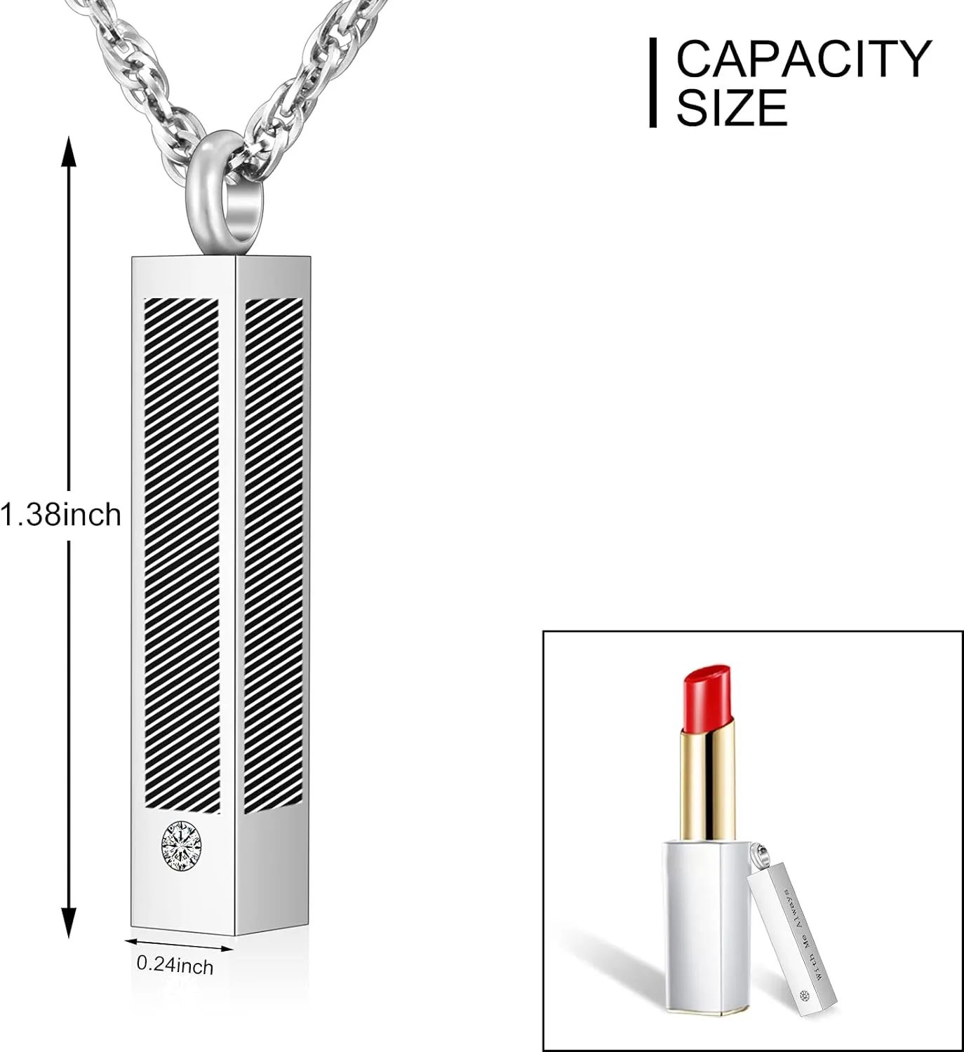 abooxiu Urn Necklace for Ashes Cube Cremation Jewelry for Ashes Minimalist Ashes Necklace Vertical Stainless Steel Memorial Ash Holder