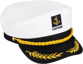 Adult Captain Hat  Adjustable White Sailor Cap for Parties, Nautical Theme Cruise, Bachelor & Bachelorette  Funny Costume Hat for Boat, Navy, and Pirate Dress up