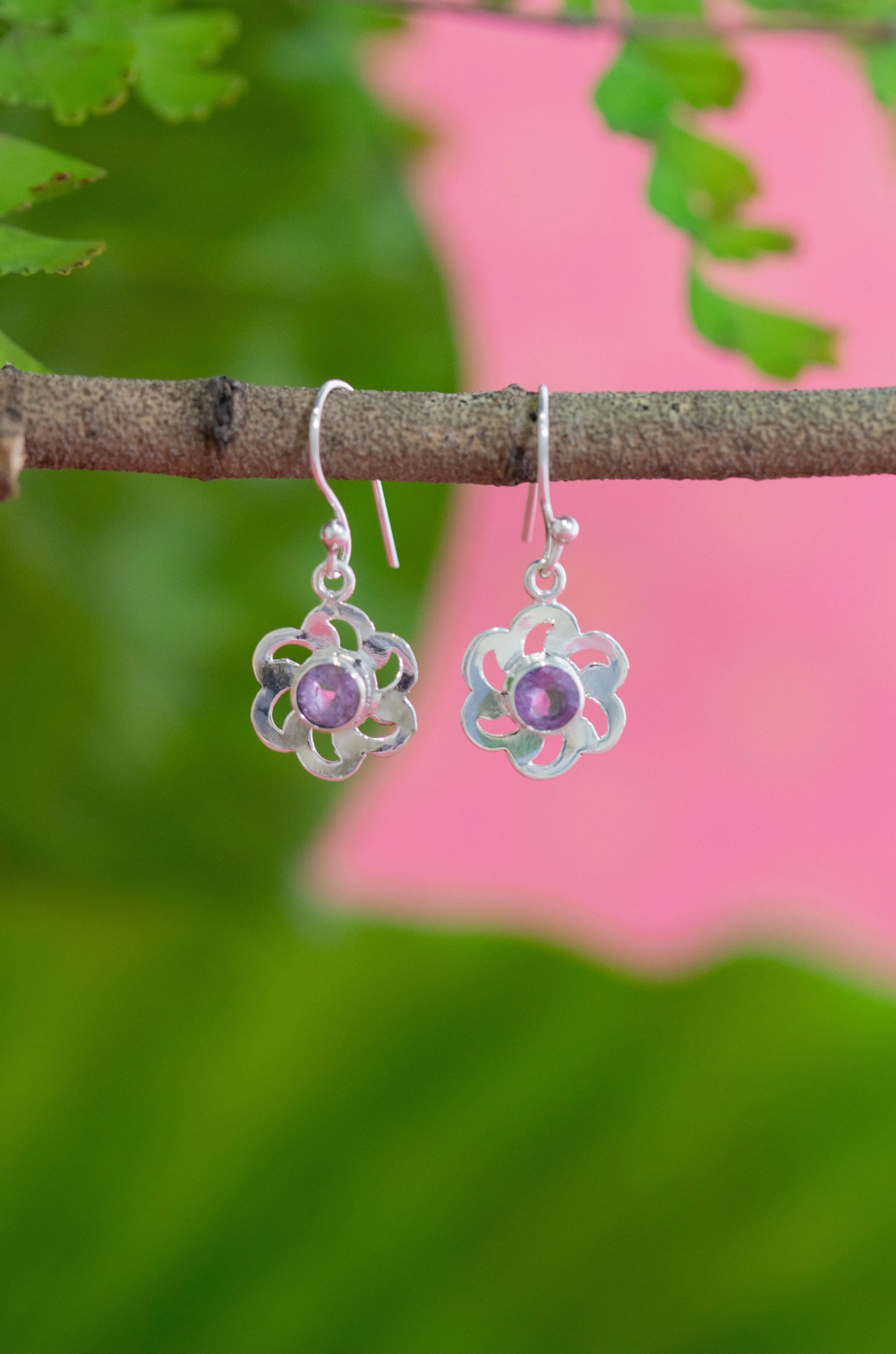 Amethyst Layla Flower Earrings