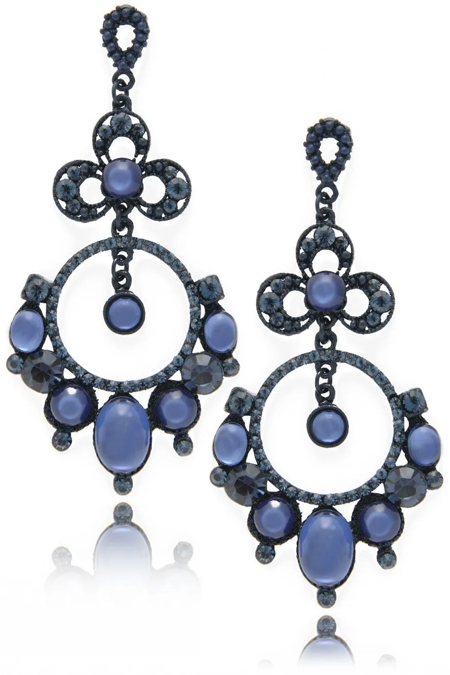 ANDREA MADER LACE Dark Blue Crystal Earrings