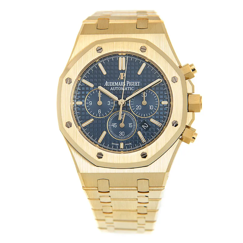 Audemars Piguet Men's Royal Oak Yellow Gold 41mm Blue Chronograph "Grande Tapisserie" Dial Watch Reference #: 26320BA.OO.1220BA.02