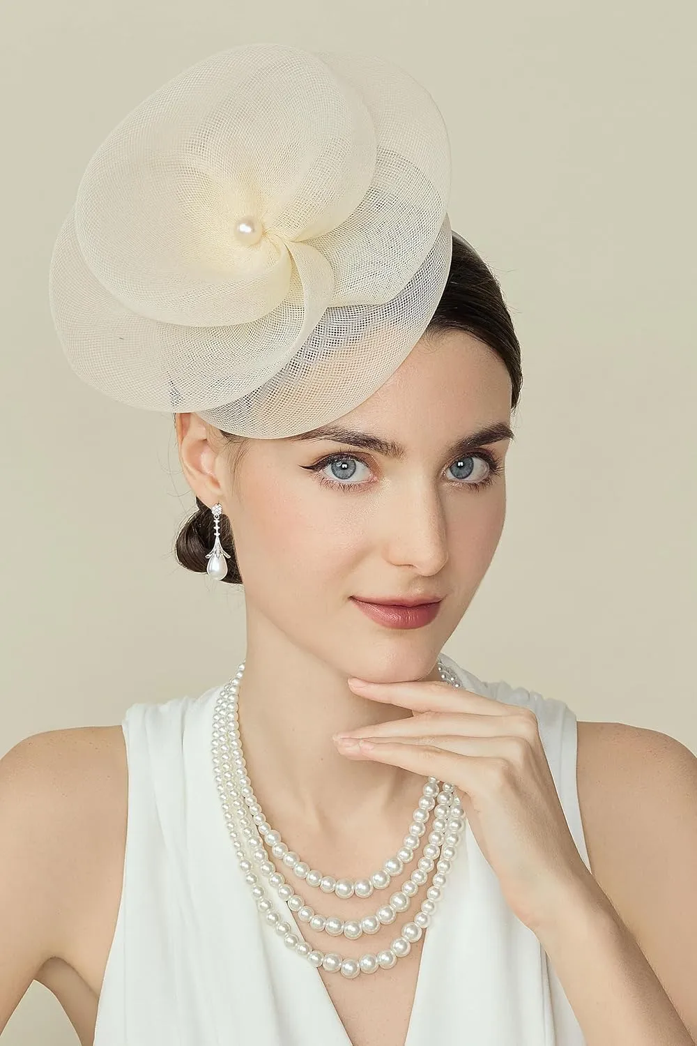BABEYOND Fascinators Hats for Women - Tea Party Kentucky Hat Derby Headband Elegant Wedding Party Bride Hat with Hair Clip