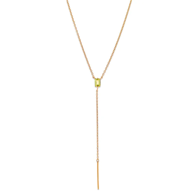 Baguette Lariat, Peridot, Gold