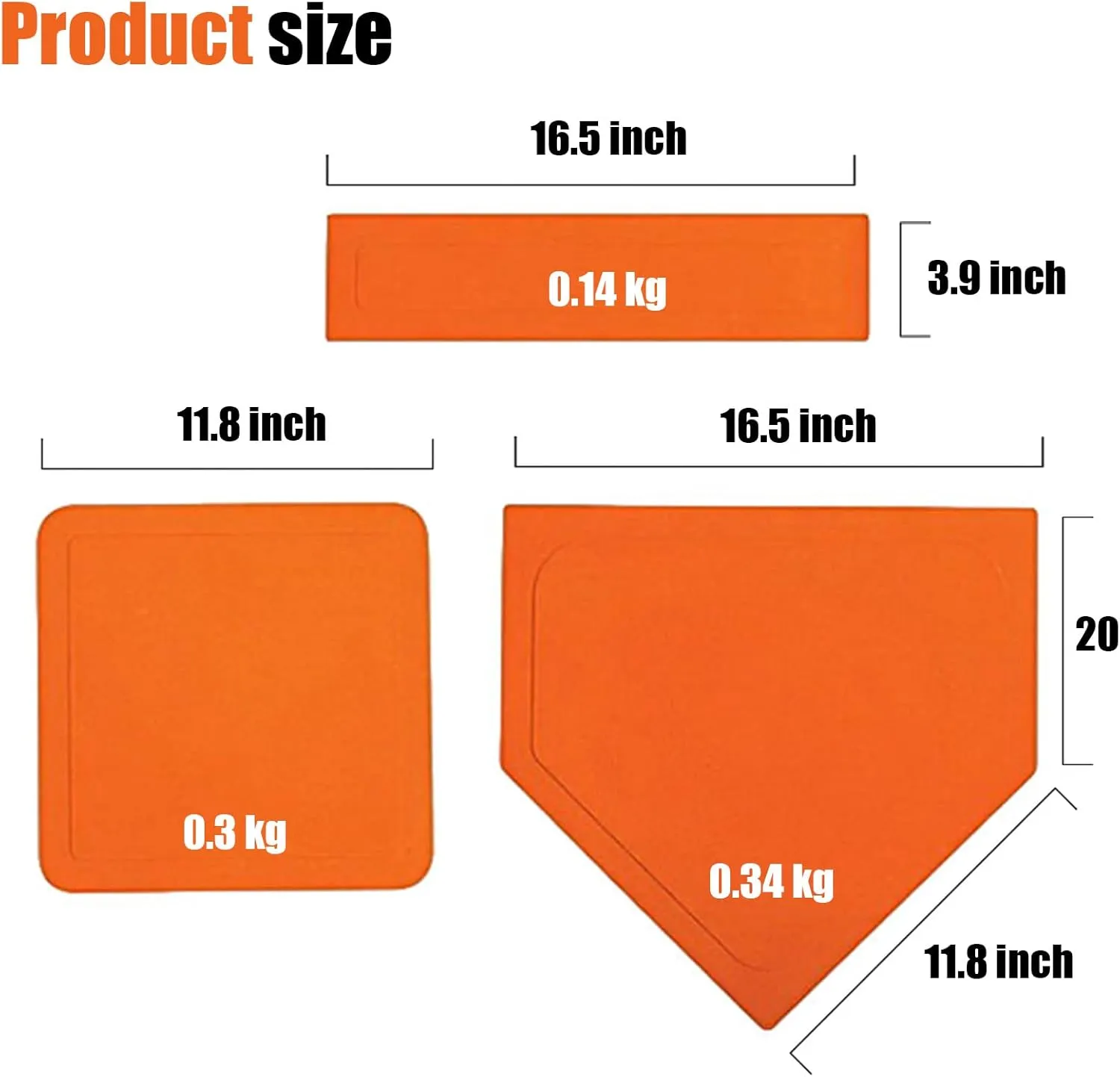 Baseball & Softball Base Set 5 Piece Rubber Field Bases for Kids & Adults Throw Down Bases for Baseball, Softball, Teeball, Kickball, Backyard, Practice