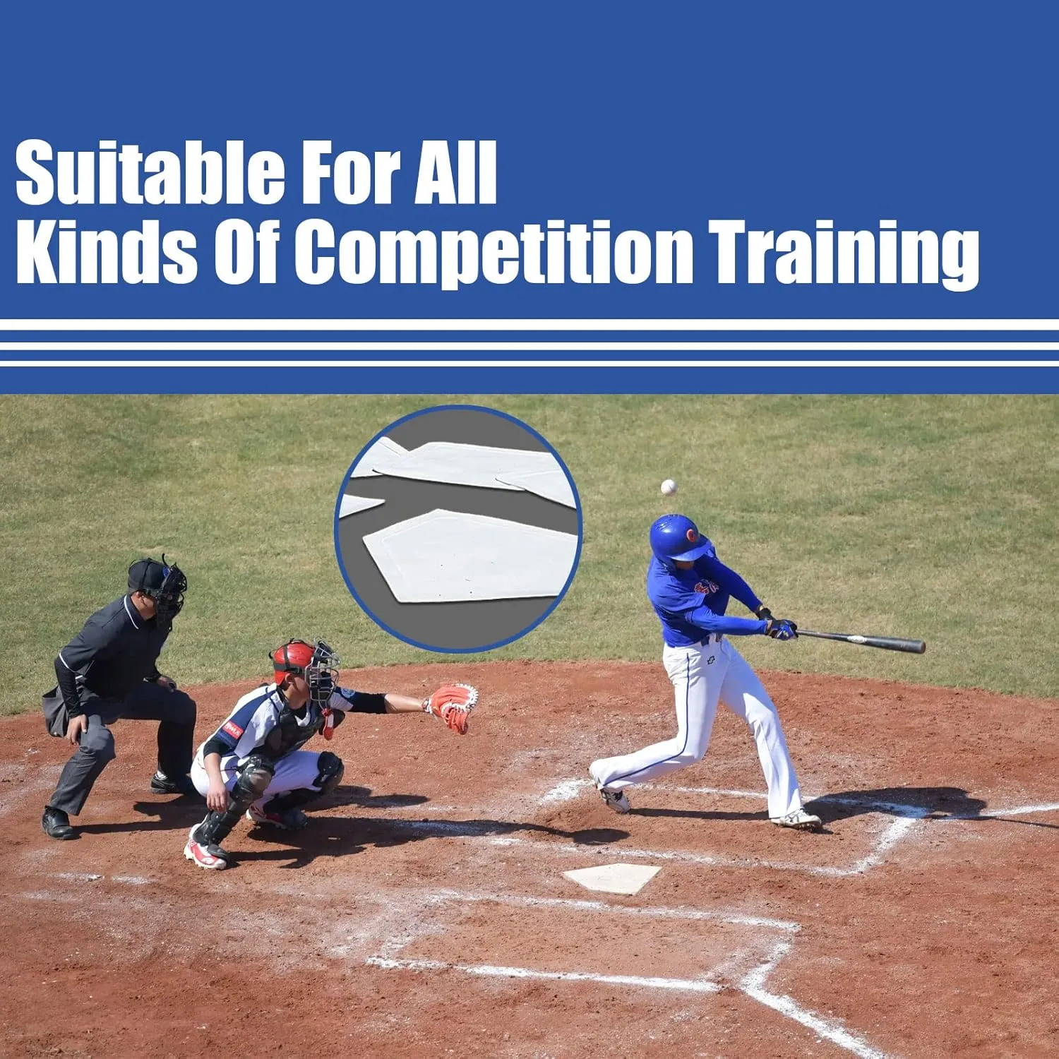 Baseball & Softball Base Set 5 Piece Rubber Field Bases for Kids & Adults Throw Down Bases for Baseball, Softball, Teeball, Kickball, Backyard, Practice
