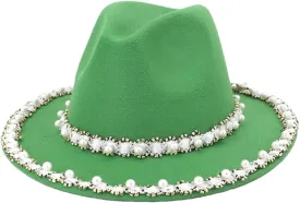 Big Pearl Fedora Hat Monochrome Ladies Fedora Hat Stage Party Photography Jazz Hat 13 56-58cm, Medium