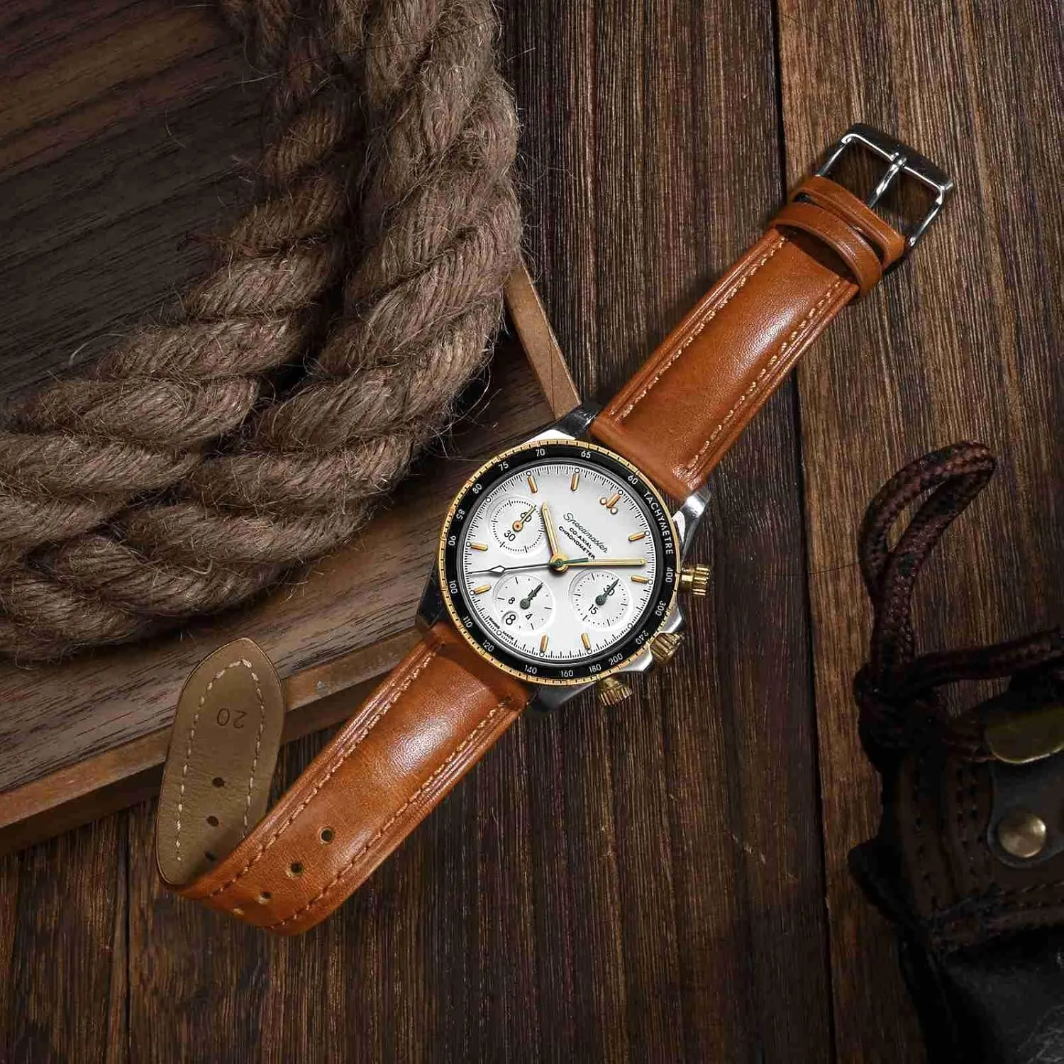 BISONSTRAP Retro Leather Watch Straps for Men, Oil Waxed Calfskin Replacement Band, Quick Release, Band Width 18mm 19mm 20mm 22mm