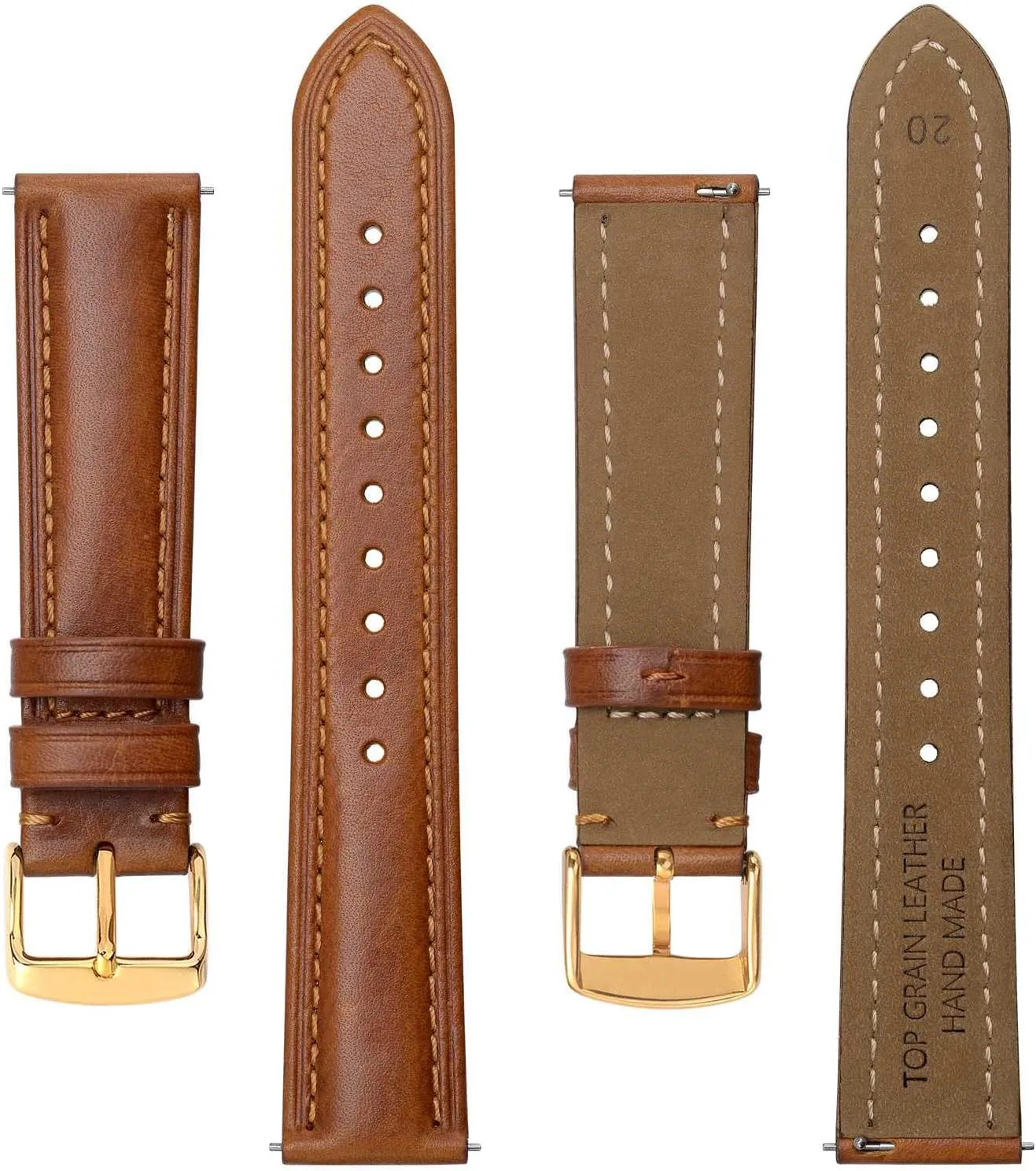 BISONSTRAP Retro Leather Watch Straps for Men, Oil Waxed Calfskin Replacement Band, Quick Release, Band Width 18mm 19mm 20mm 22mm