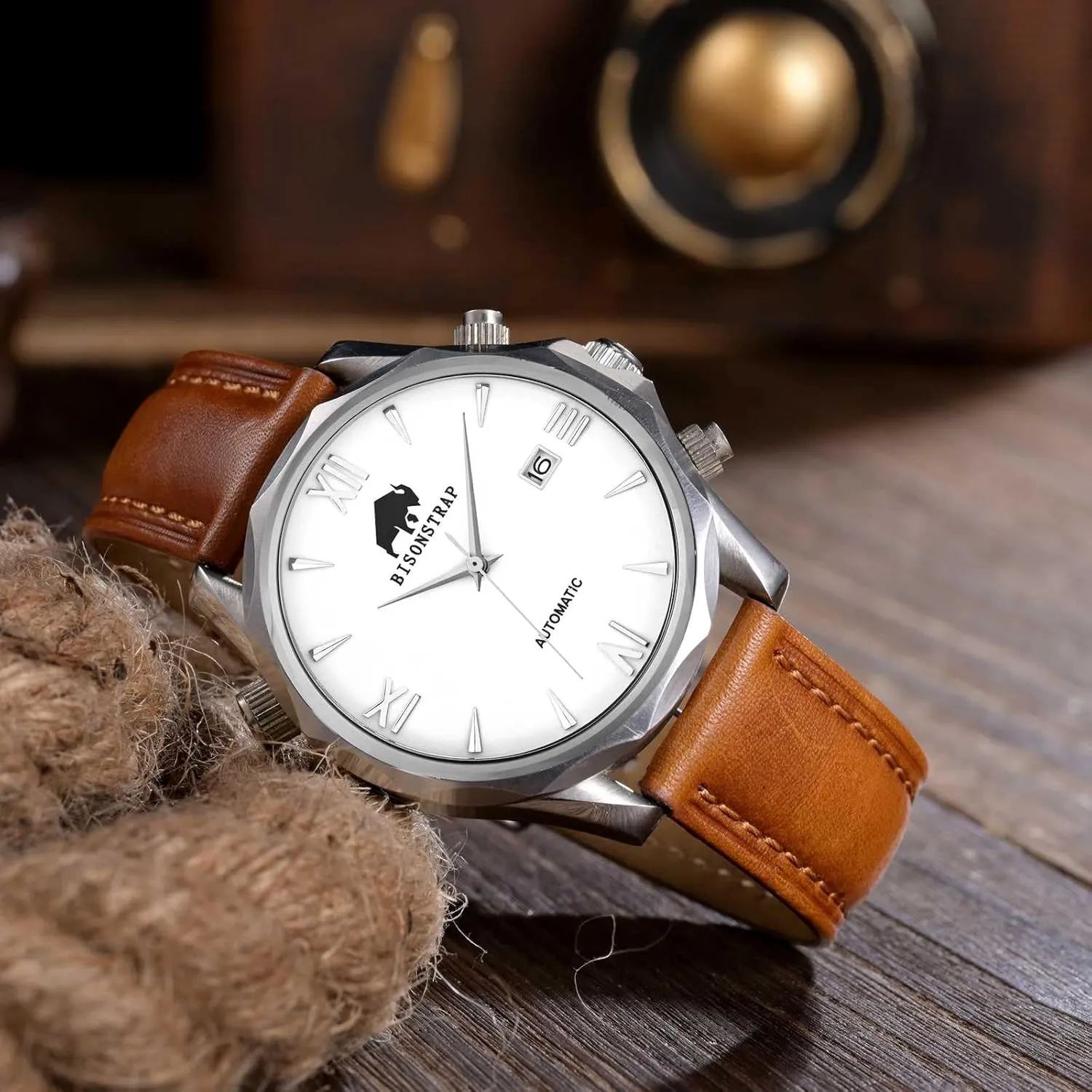 BISONSTRAP Retro Leather Watch Straps for Men, Oil Waxed Calfskin Replacement Band, Quick Release, Band Width 18mm 19mm 20mm 22mm