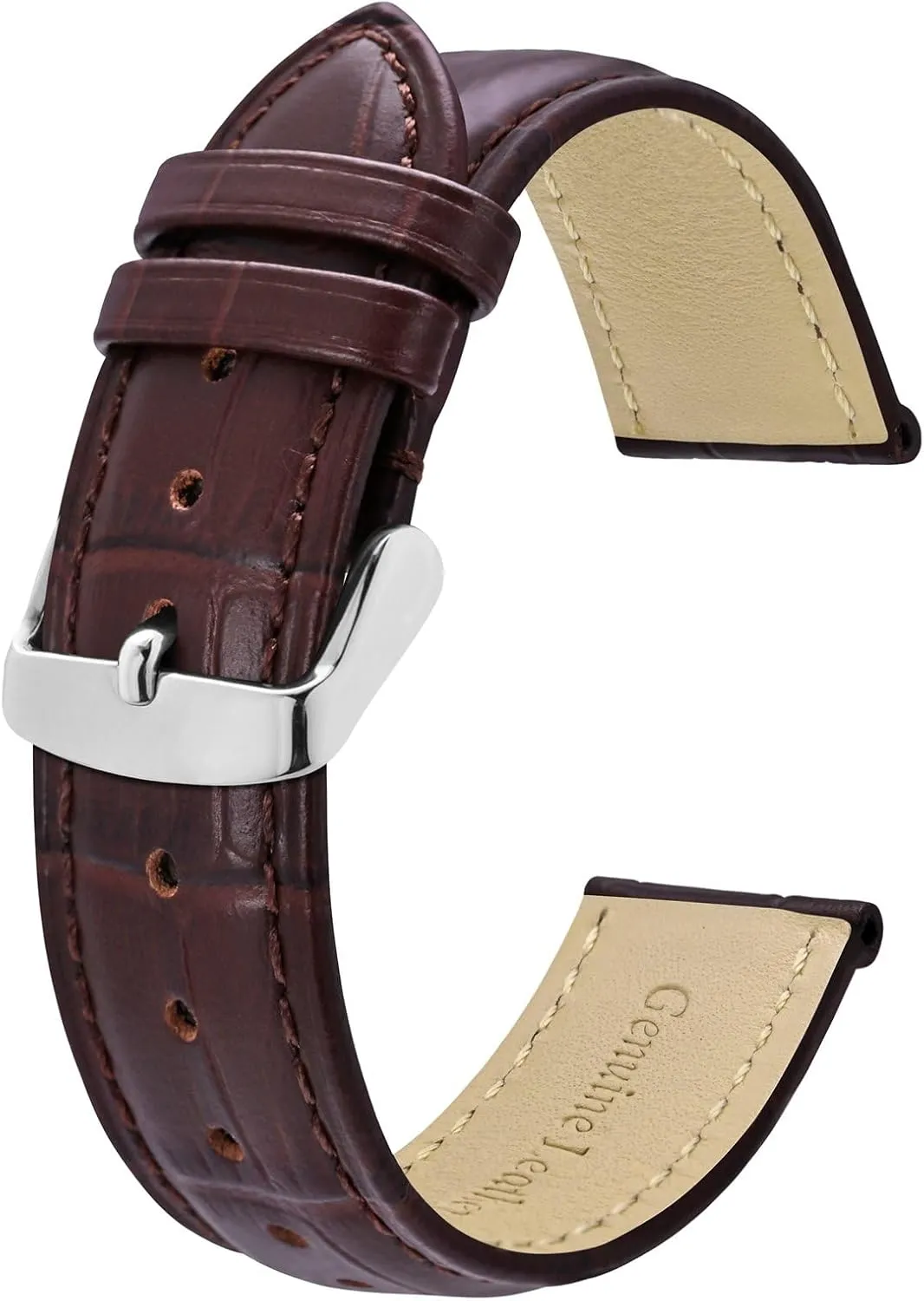 BISONSTRAP Watch Bands, Alligator Embossed Leather Watch Straps, Band Width- 18mm 19mm 20mm 22mm 24mm 26mm