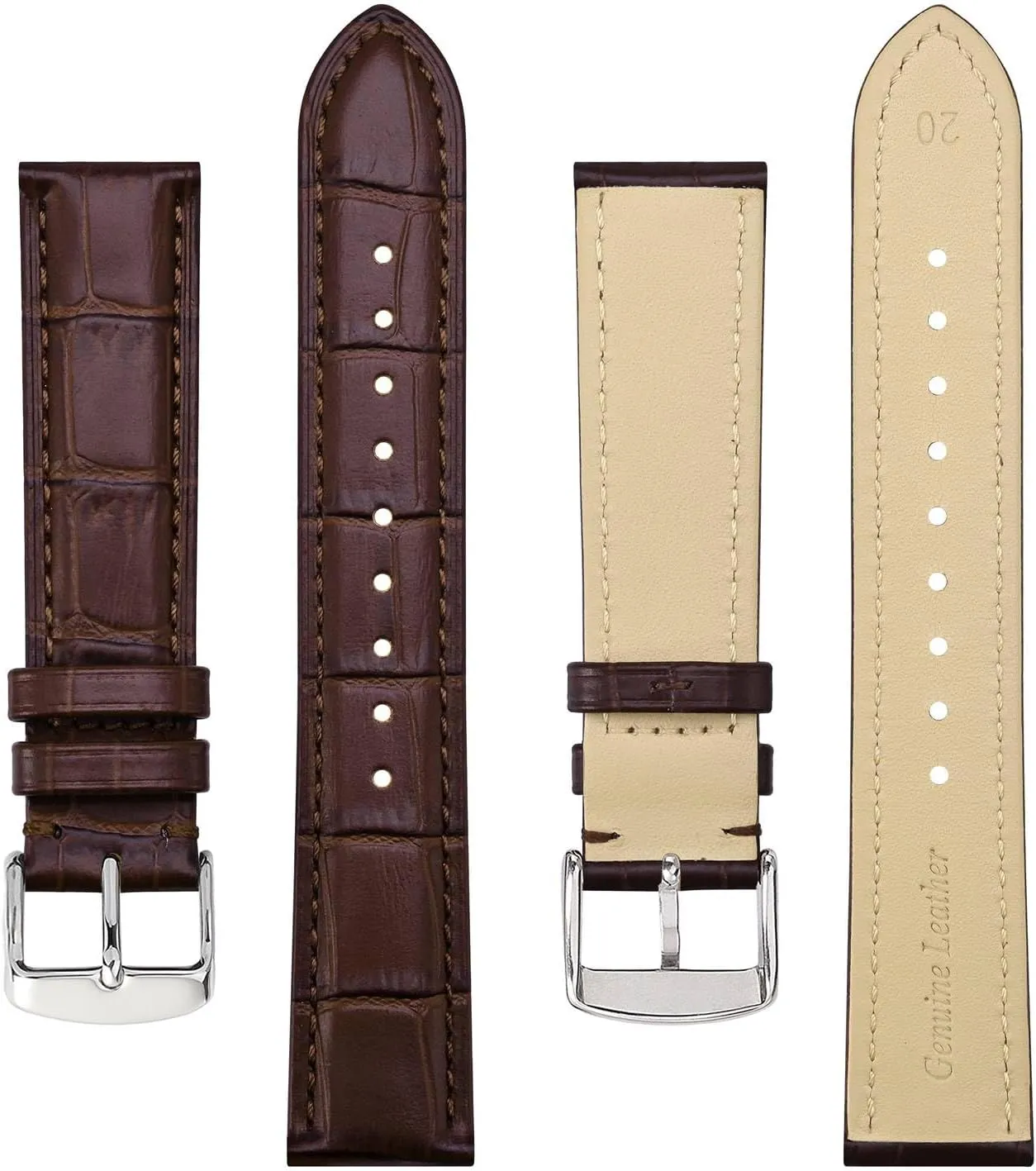 BISONSTRAP Watch Bands, Alligator Embossed Leather Watch Straps, Band Width- 18mm 19mm 20mm 22mm 24mm 26mm