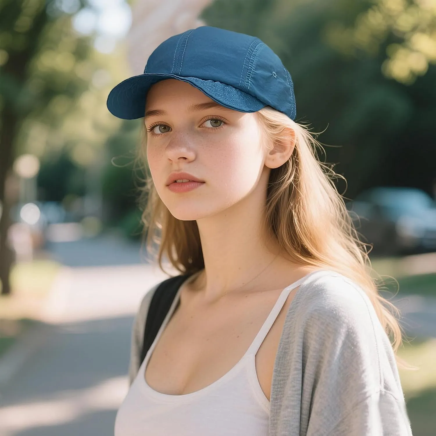 Clakllie 4 Panel Short Brim Hats for Men Foldable Flat Brim Baseball Cap Outdoor Trucker Hats Unstructured Golf Dad Hat