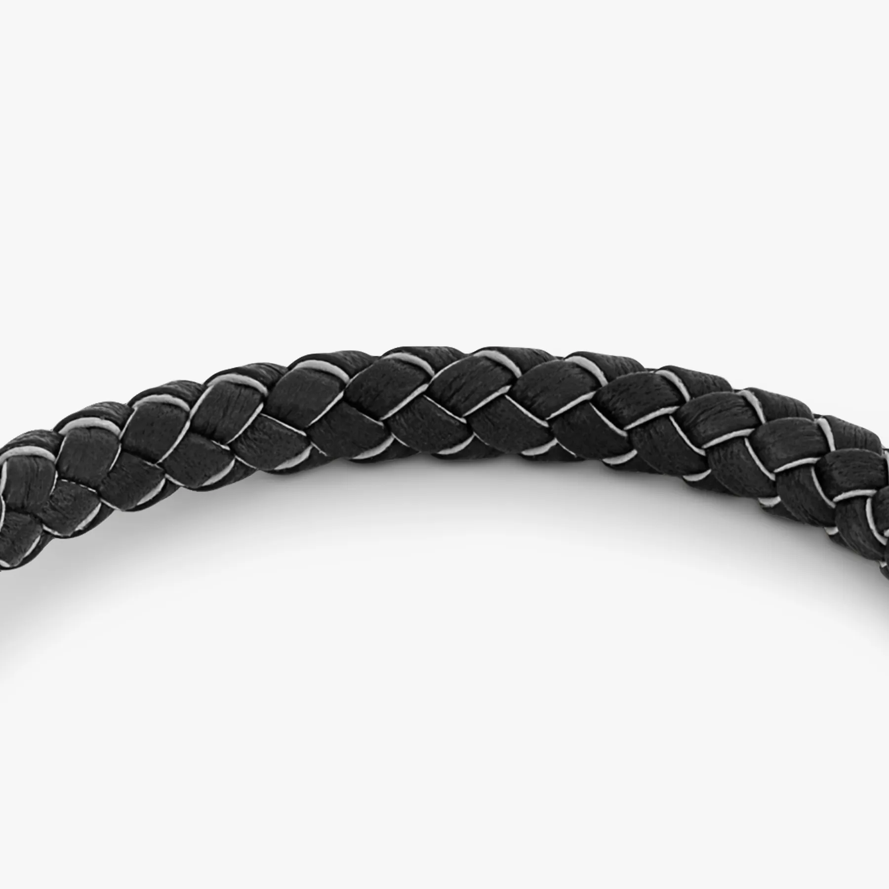 Click Tocco bracelet in grey piped Italian black leather with black rhodium plated sterling silver