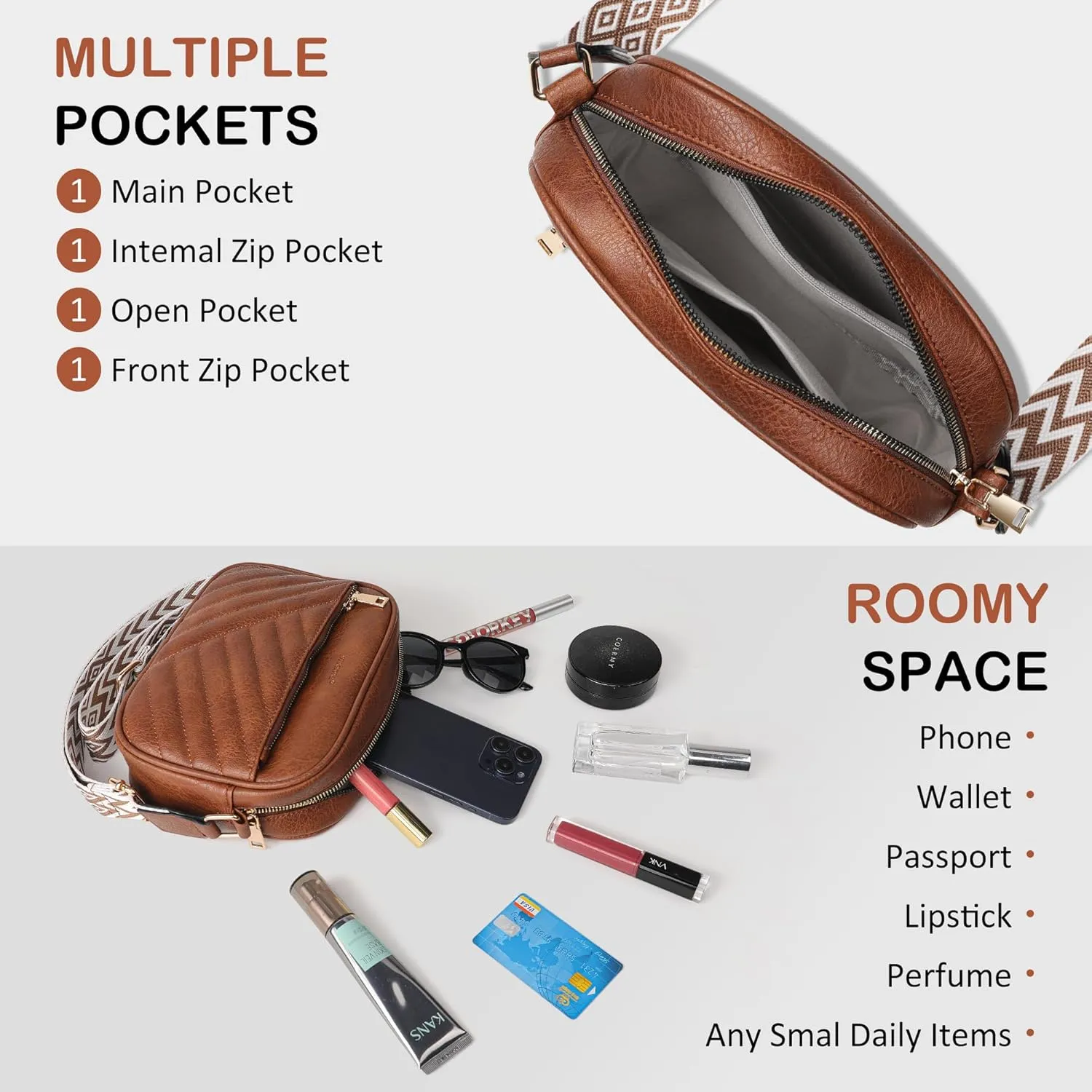Crossbody Bags for Women Purses for Women Vegan Leather crossbody purse Handbags with Ajustable Strap
