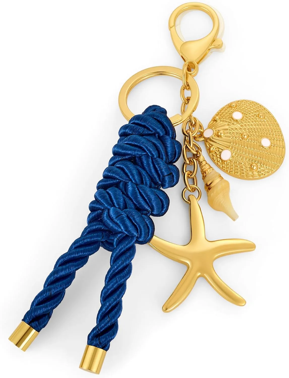 Cute Seashell Bag Charm Keychain for Women Ocean Starfish Purse Charm Keychain for Handbags Key Chain Accessory