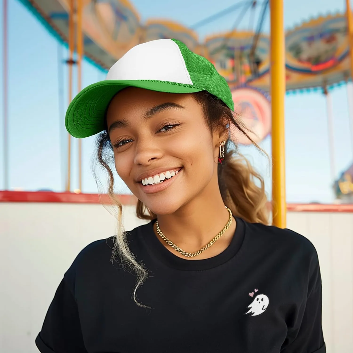 DALIX Two Tone Trucker Hat Summer Mesh Cap with Adjustable Snapback Strap