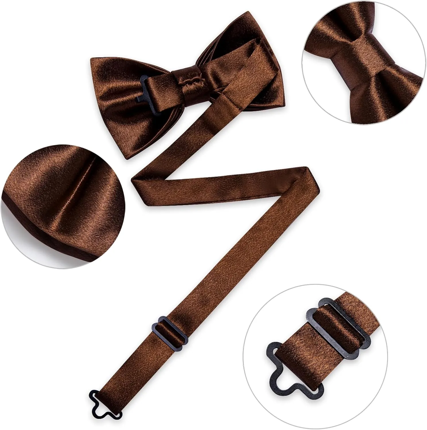 DiBanGu Bow Ties for Men Solid Color Pre-Tied Bow Tie and Pocket Square Cufflinks Formal Tuxedo Bowtie for Wedding Party