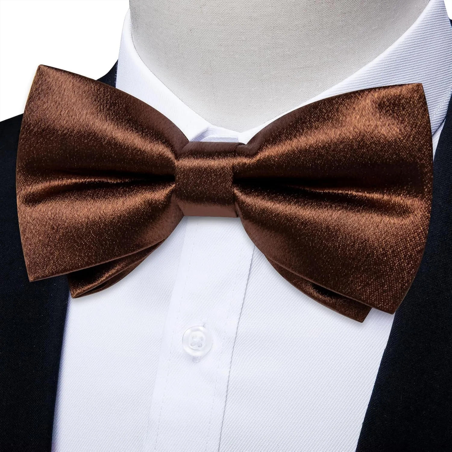 DiBanGu Bow Ties for Men Solid Color Pre-Tied Bow Tie and Pocket Square Cufflinks Formal Tuxedo Bowtie for Wedding Party