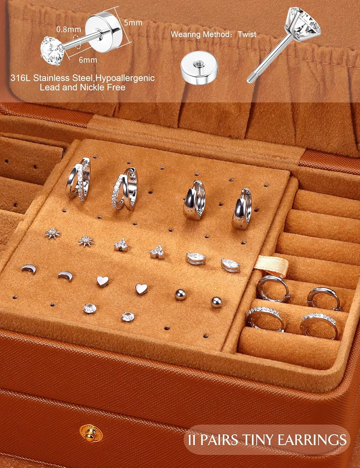 Dochais Surgical Steel Earrings for Sensitive Ears Flat Back Earrings 20G Small Cartilage Hoop Earring for Women Trendy Dainty Stackable Earring Stacks Flatback Stud for Multiple Piercing HelixJewelry