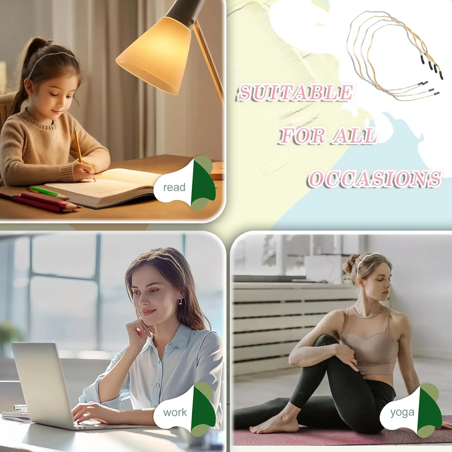Elegant 4 Pack Gold Metal Thin Hairbands. Elastic Hair Bands for Teens & Women Ideal For Parties And Special Occasions (2 golden and 2 silver(Big metallic waves))