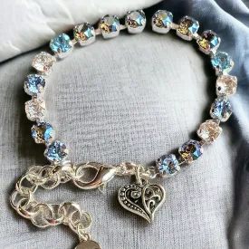 Fancy Filigree Heart Faceted Crystal Bracelet