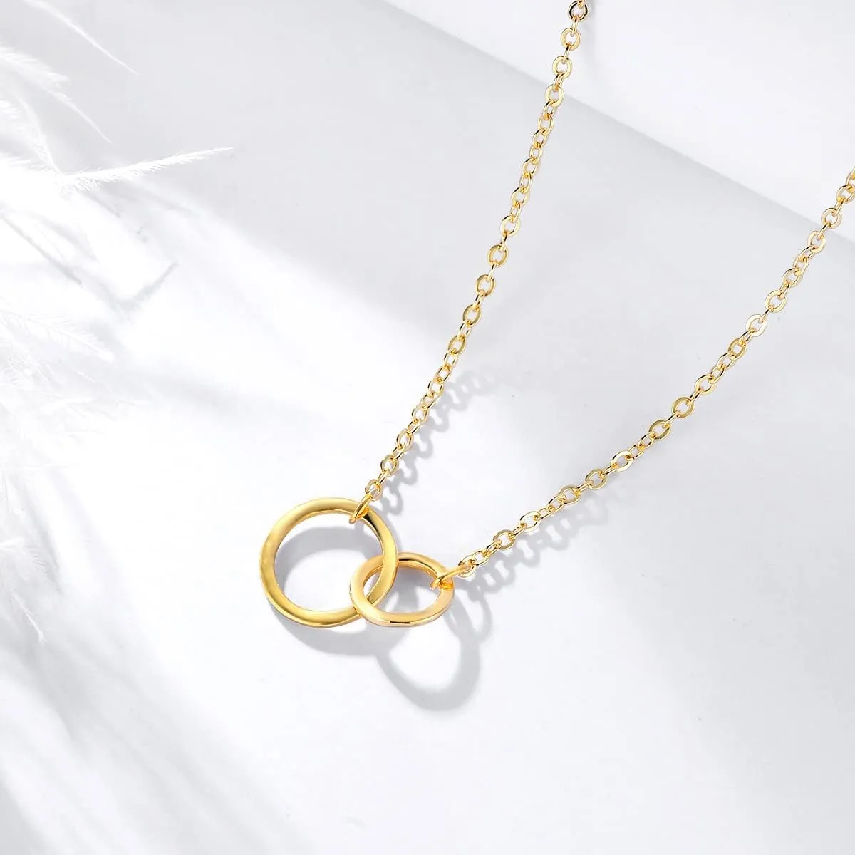 Fettero Pendant Necklace Gold Choker Layered Coin Open Karma Circle Full New Crescent Moon 14K Gold Plated Dainty Simple Moon Phase Jewelry for Women Gift