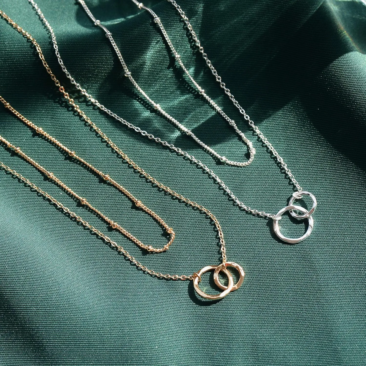 Fettero Pendant Necklace Gold Choker Layered Coin Open Karma Circle Full New Crescent Moon 14K Gold Plated Dainty Simple Moon Phase Jewelry for Women Gift