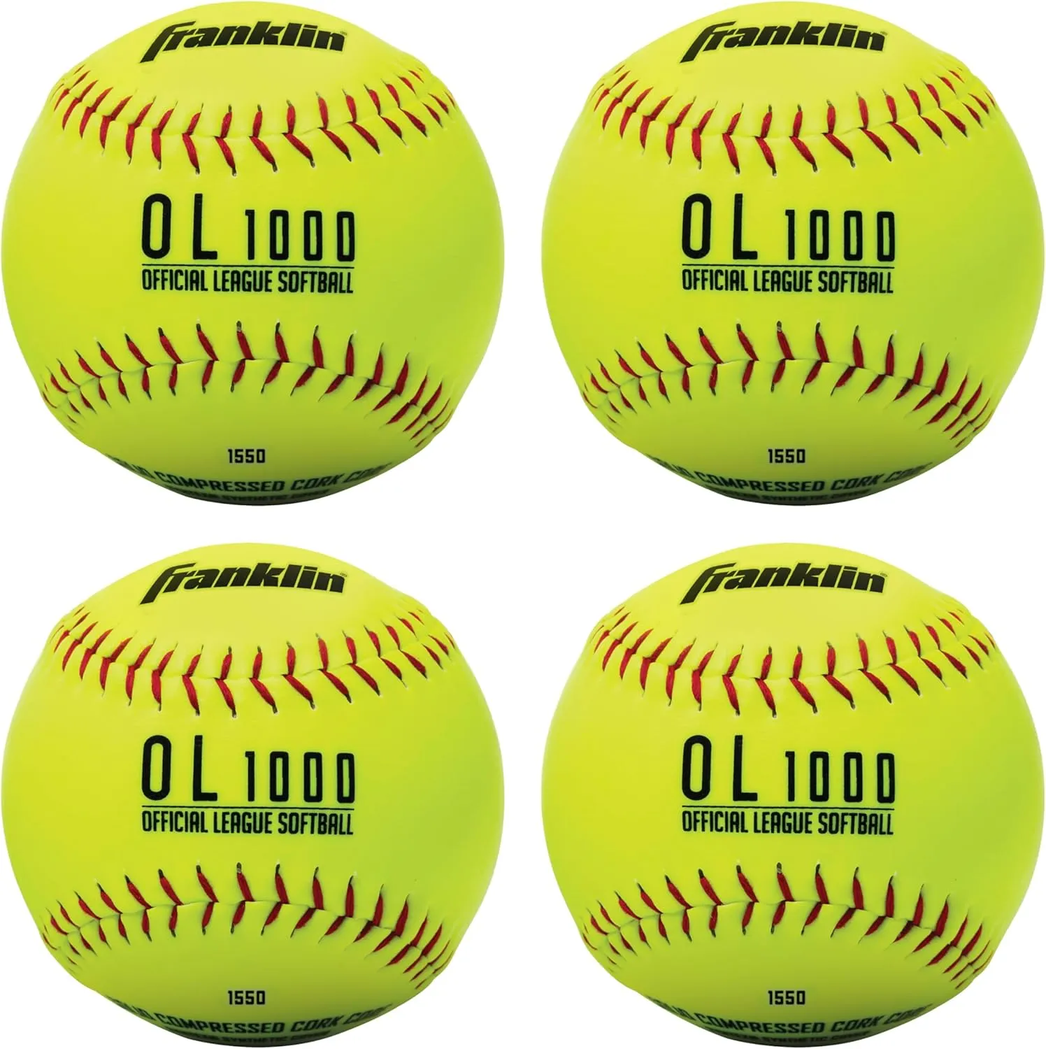 Franklin Sports Practice Softballs - OL1000 Fastpitch 12" Inch Yellow Softballs - Official Size   Weight Practice Balls for Youth   Beginner Players - 1 Pack, 4 Pack   12 Ball Bulk Packs