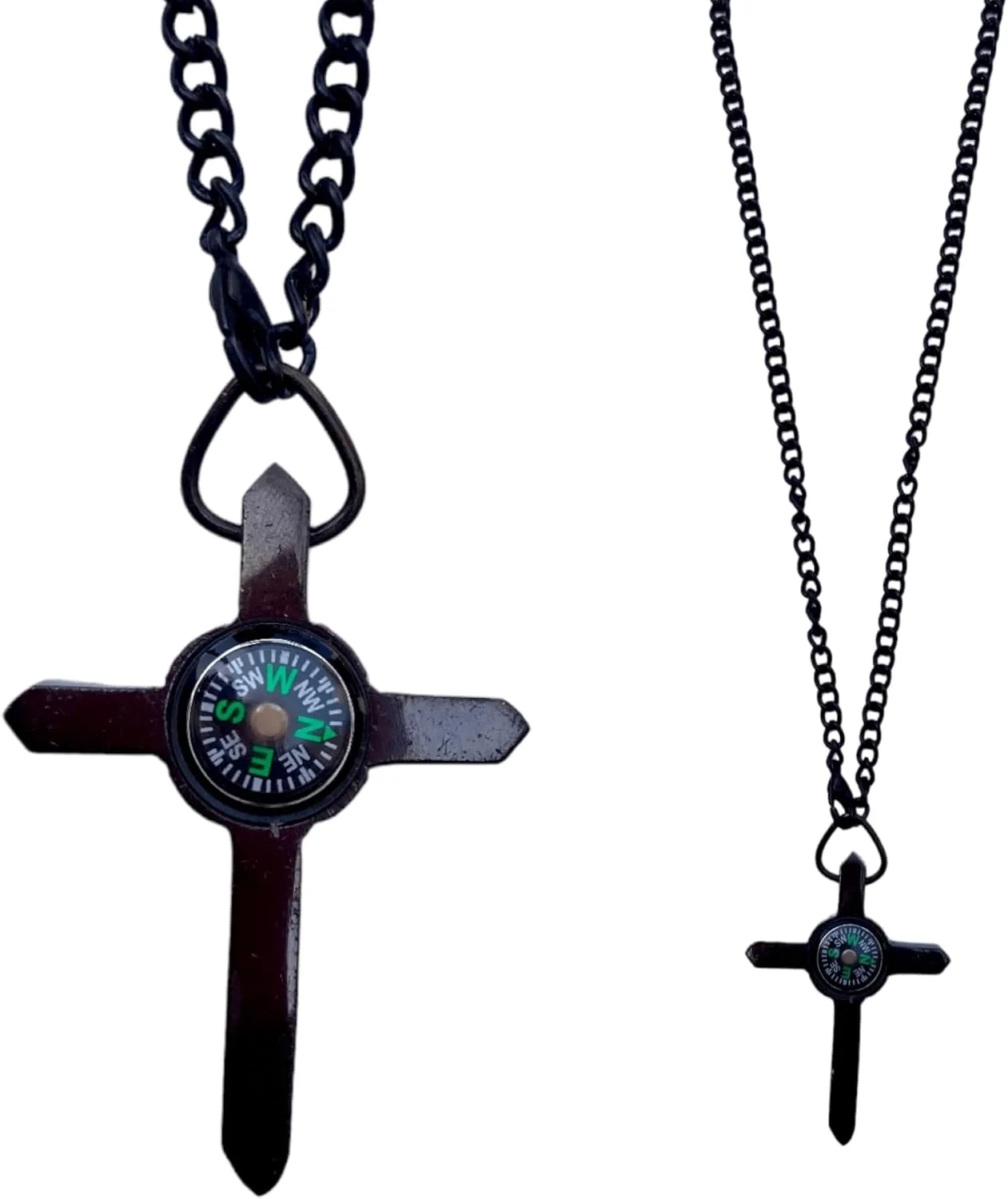 God's Way Compass Black Cross Necklace Pendant 12 inches Gift for him/her Gift to son/Daughter Gift to Mom/Dad