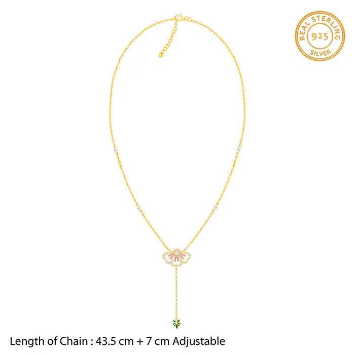 Gold Eye Bright Flower Lariat Necklace