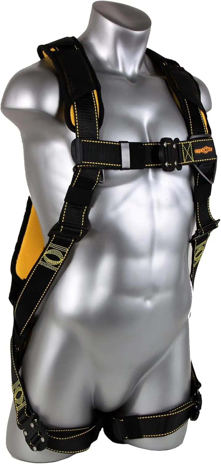 Guardian 21045 Cyclone Harness with QC Chest/QC Leg/No Waist Belt/Non Construction, Black/Yellow