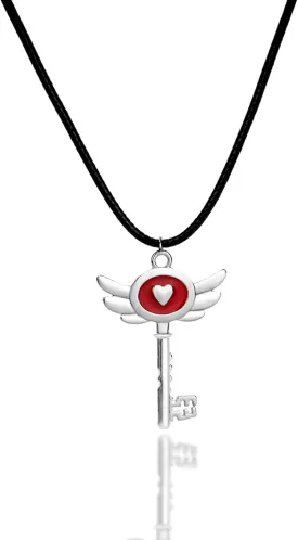 Heart shaped Key Necklace Metal Pendant Movie Costume Role Playing Props Cosplay Accessories