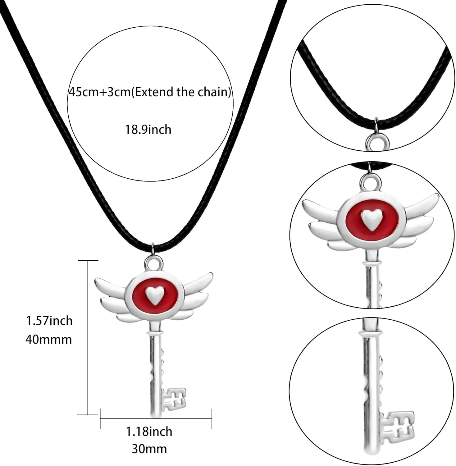 Heart shaped Key Necklace Metal Pendant Movie Costume Role Playing Props Cosplay Accessories