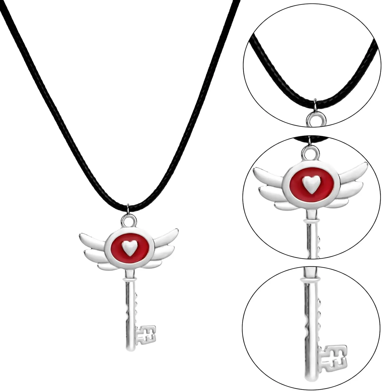 Heart shaped Key Necklace Metal Pendant Movie Costume Role Playing Props Cosplay Accessories
